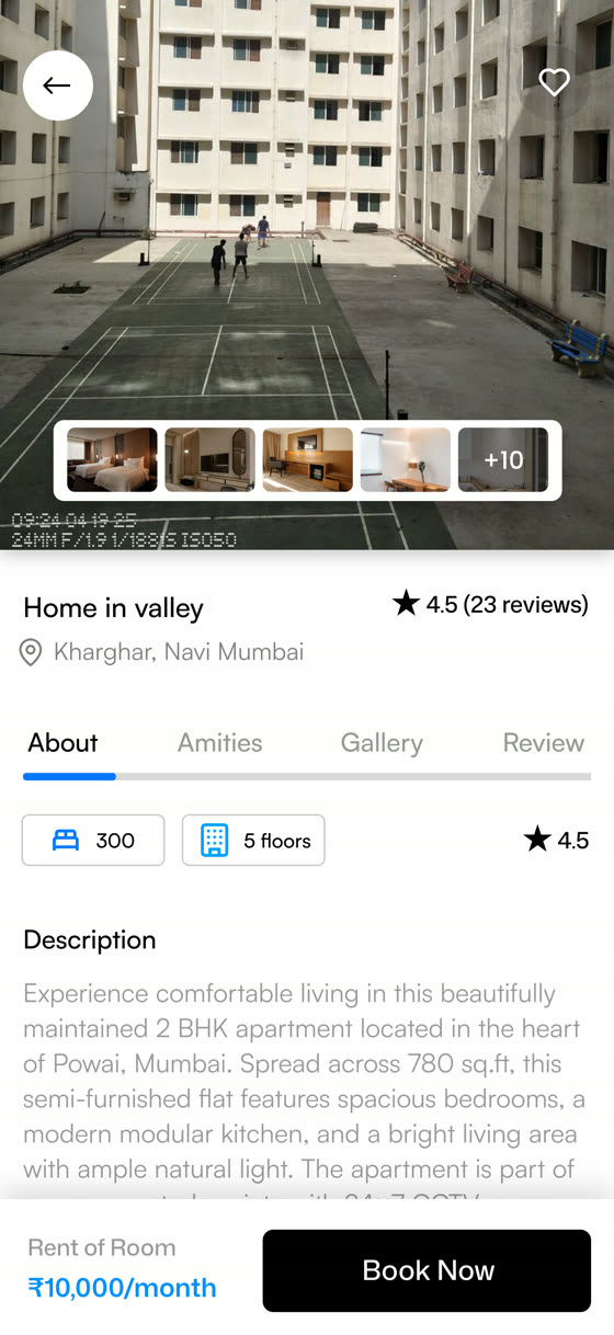 Hommigo app PG and hostel bed selection screen