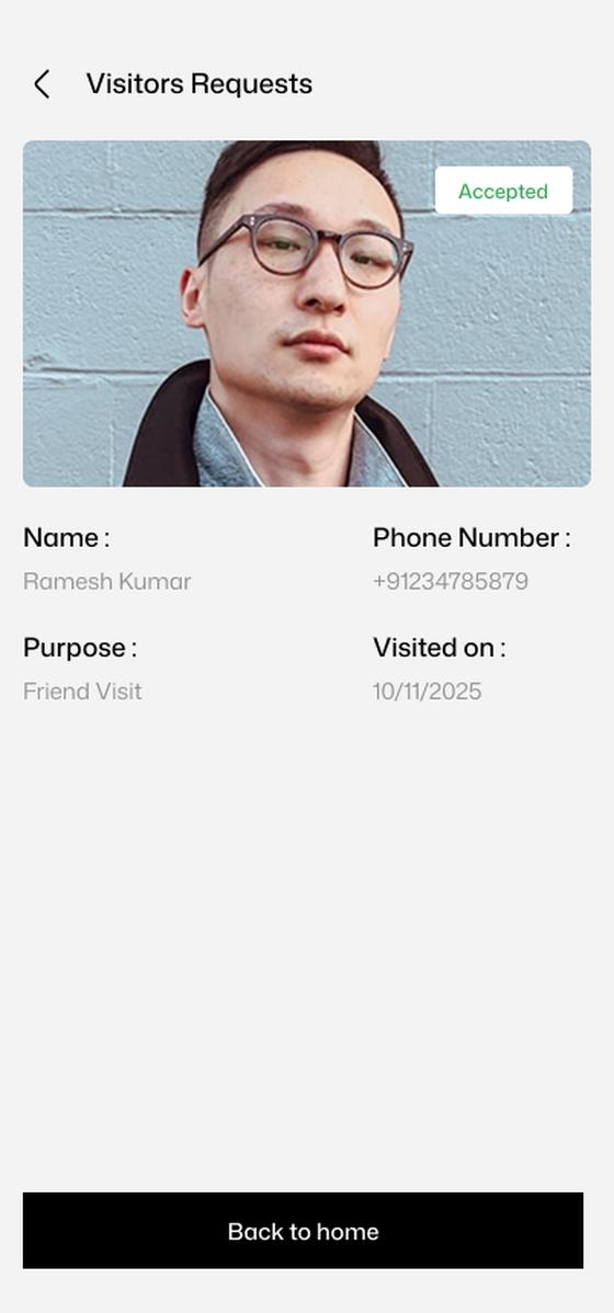 Hommigo visitor request screen for societies